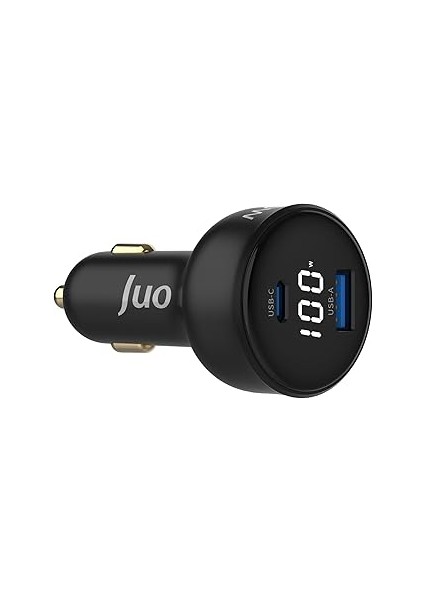 Juo 100W LED Ekranlı Type-C + Usb-A Araç Şarj Aleti Iphone & Android & Notebook Araç Içi Şarj Cihaz