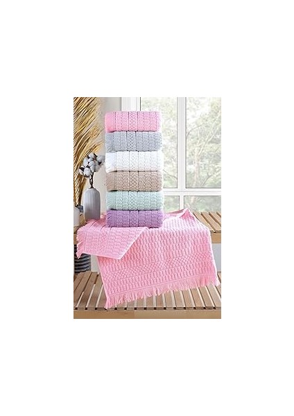 Aysu | 6'lı 50X90 cm El&yüz Havlu Seti Pembe