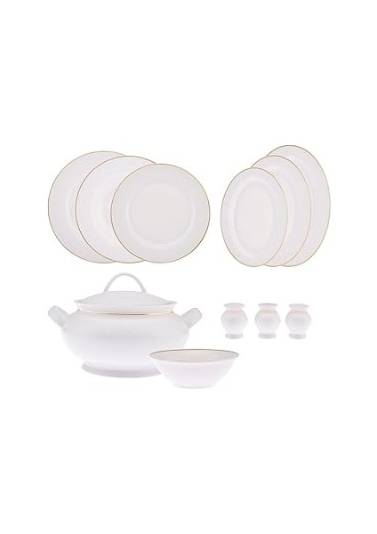 New Marly Porselen 60 Parça 12 Kişilik Yuvarlak Yemek Takımı Gold