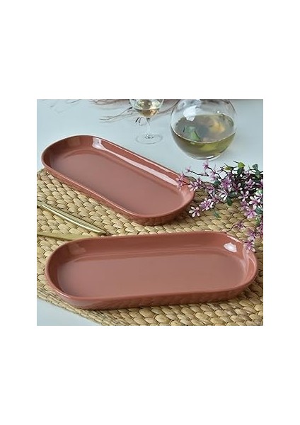 Keramika Kızıl Kahve Noyan Kayık Tabak 26 cm 2 Adet 607
