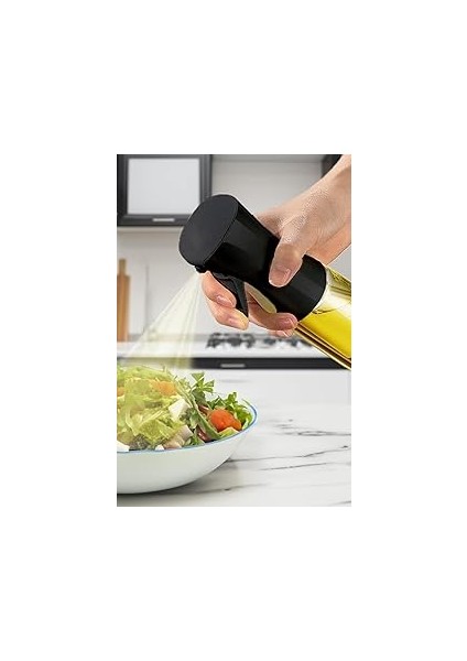 2li Airfryer Sprey Yağdanlık Cam Şişe - Izgara Fritöz Salata Yağ Püskürtücü Siyah