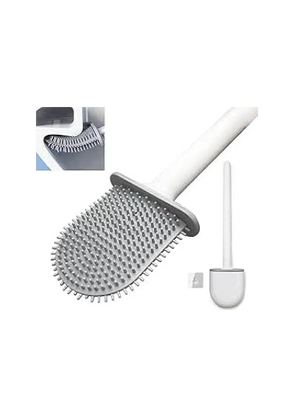 Mta Hi̇gh-Tech Silikon Tuvalet Fırçası, Kavisli Tasarım, Çizik Bırakmayan Başlık, Silikon Tuvalet Fı