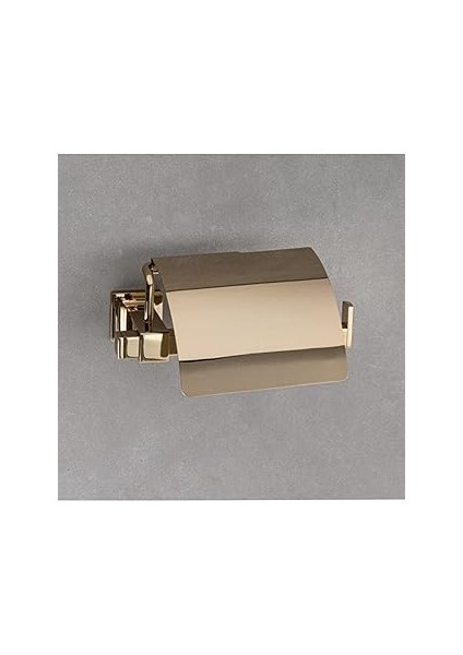 System Q-Lıne Kapaklı Tuvalet Kağıtlığı Gold Renk 87X118X158 mm