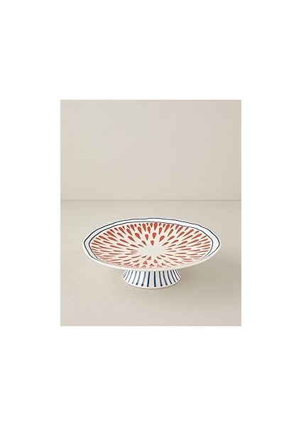 English Home Arzu Sabancı Leap Stoneware Kek Standı 30 cm Mavi-Terracotta