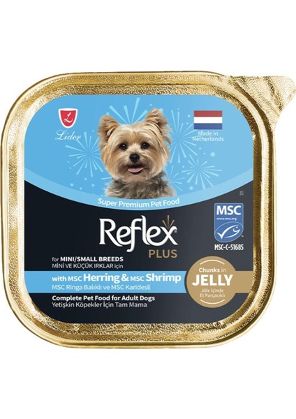Plus Jöle Içinde Et Parçacıklı Msc Ringa Balıklı ve Msc Karidesli Mini ve Küçük Irklar Için Yetişkin Köpek Maması 85 G modelleri