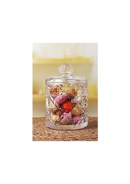 Lüx Kristal Büyük Cam Şekerlik & Cam Lokumluk, Kesme Cam Lüx Şekerlik 13CM*7.8CM - 06639