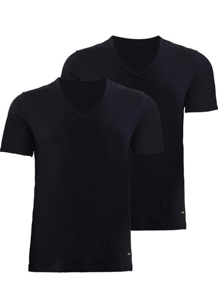 9671 ERKEK TENDER COTTON 2 Lİ V YAKA KISA KOL SİYAH T-SHİRT fiyatları