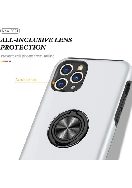 Newface iPhone 11 Pro Max Kılıf Elit Yüzüklü Kapak - Gümüş fırsatları