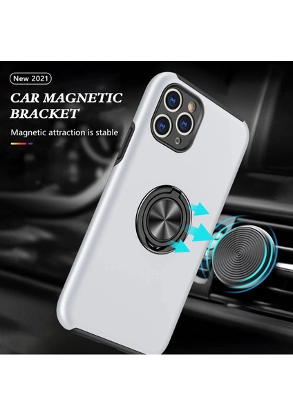 Newface iPhone 11 Pro Max Kılıf Elit Yüzüklü Kapak - Gümüş indirimleri