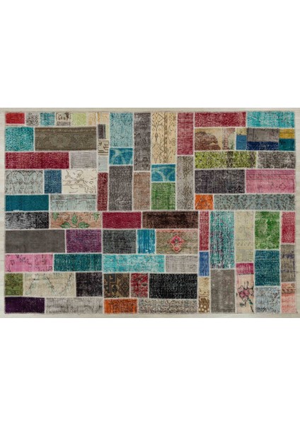 Zamanın Renkleri Doğal Dokuma Patchwork Halı