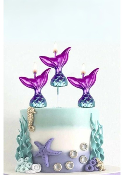 Lila Deniz Kızı 3'lü Kısa Mum