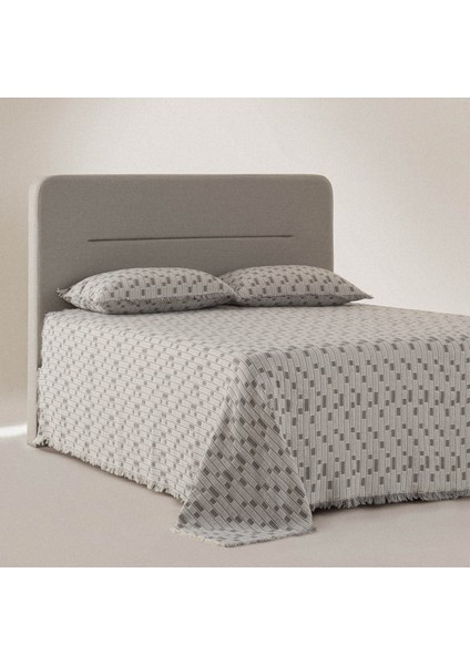 Merisa Çift Kişilik Pike Takımı %100 Organik Pamuk Müslin Dokuma Gri 240X260 cm