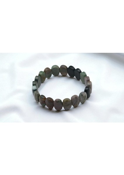 El Yapımı Ayarlanabilir Doğaltaş Bileklik Misina Ipli Yeşim Labradorit Jasper Obsidyen Taşı (Unisex)