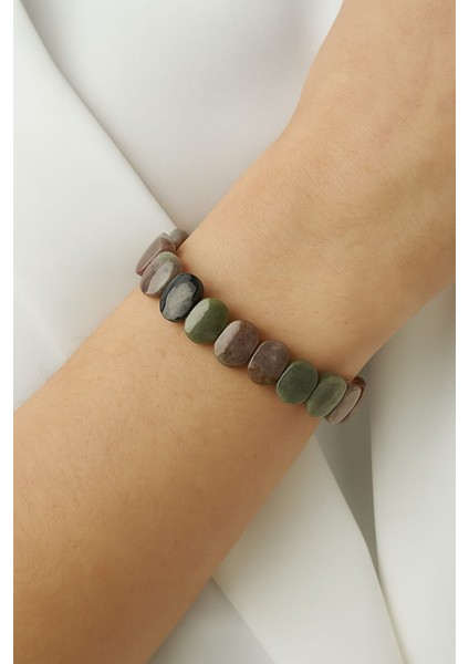 El Yapımı Ayarlanabilir Doğaltaş Bileklik Misina Ipli Yeşim Labradorit Jasper Obsidyen Taşı (Unisex) fiyatları