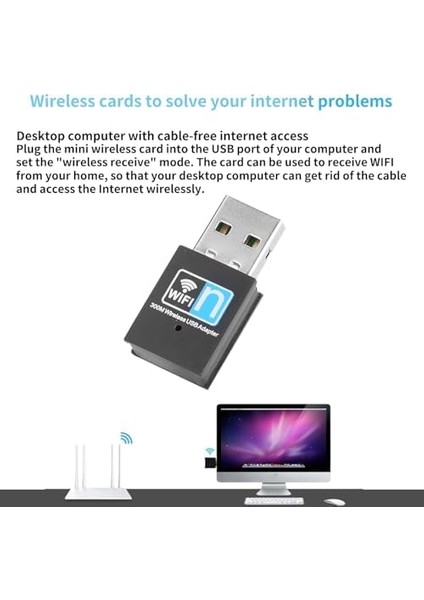 Wifi Adaptörü 300 Mbps Wifi USB Adaptörü Kablosuz Lan Wifi Dongle Stick Ağ Adaptörü Ieee 802.11B/G/N Windows, Mac ve Linux Için Uygundur fiyatları