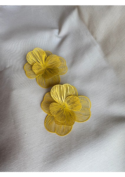 Telkari Sarı Çiçek Küpe modelleri