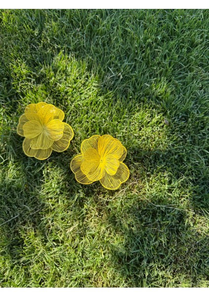 Telkari Sarı Çiçek Küpe