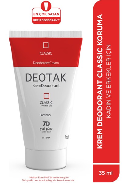 Classic Koruma 7 Güne Kadar Etkili Hassass Ciltler Için Kadın - Erkek Kullanım Krem Deodorant 35 ml