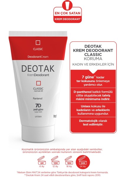 Classic Koruma 7 Güne Kadar Etkili Hassass Ciltler Için Kadın - Erkek Kullanım Krem Deodorant 35 ml