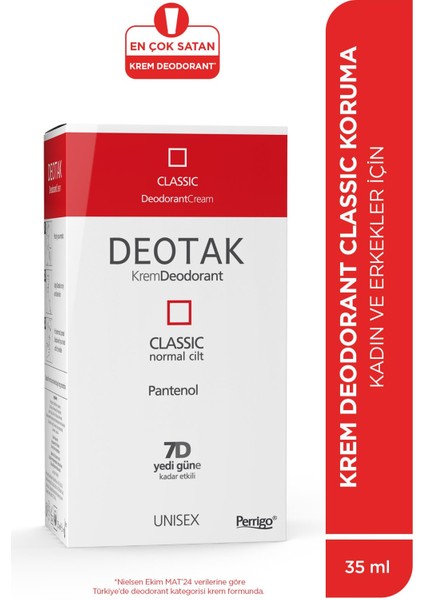 Classic Koruma 7 Güne Kadar Etkili Hassass Ciltler Için Kadın - Erkek Kullanım Krem Deodorant 35 ml