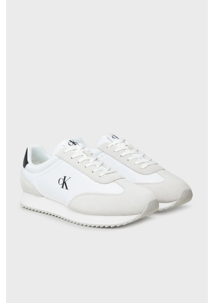 Logolu Deri ve Süet Karışımlı Sneaker Ayakkabı YM0YM0132501W Erkek Ayakkabı YM0YM01325 01W