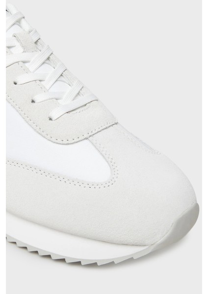 Logolu Deri ve Süet Karışımlı Sneaker Ayakkabı YM0YM0132501W Erkek Ayakkabı YM0YM01325 01W
