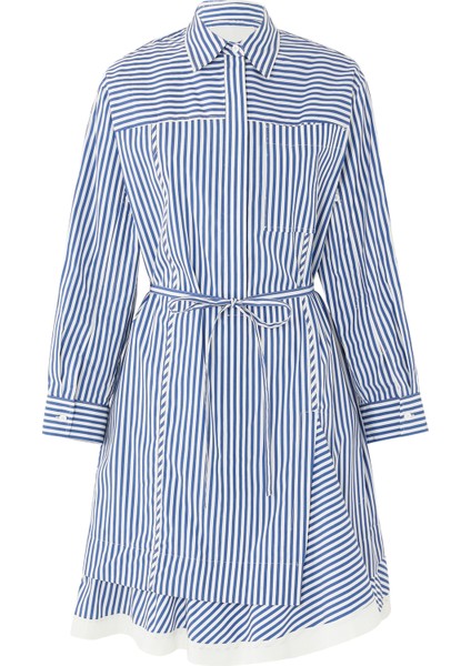 Basamaklı Kollu Çizgili Gömlek