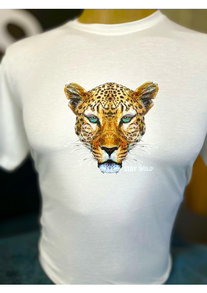-Cotton Penye Unisex Kaplan Baskılı