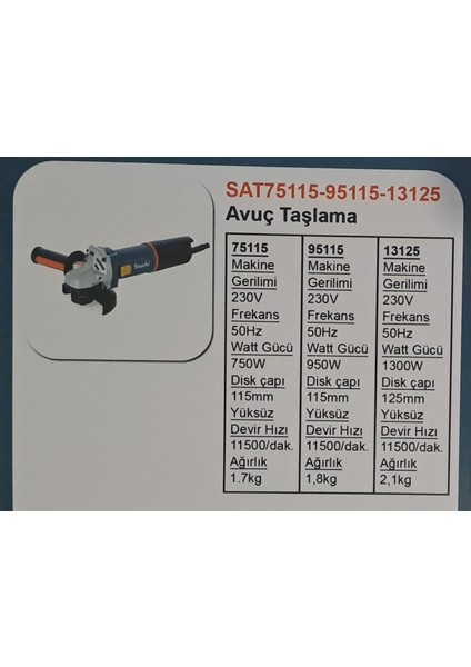 End SAT75115 Avuç Taşlama 750W fiyatları