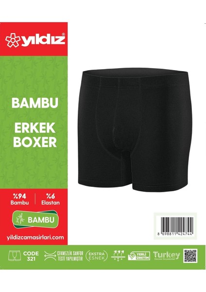 3'lü Beyaz Bambu Erkek Boxer 320