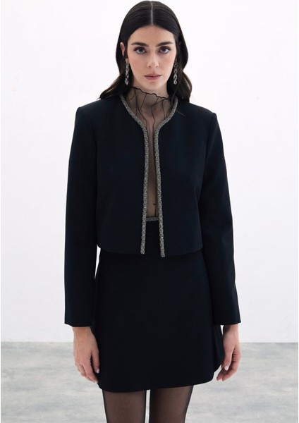 Boncuklu Kısa Ceket - Siyah fırsatları