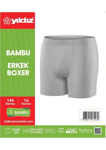 3'lü Beyaz Bambu Erkek Boxer 320