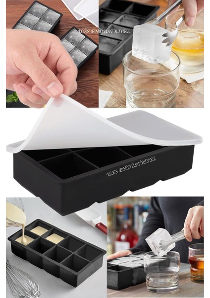 Chef Kapaklı Silikon Buz Kalıbı - Bpa Içermeyen, Viski ve Kokteyller Için Büyük Buz Kalıpları, 2 Inç Büyük Buz Küpleri Yapmak Için Kolayca Çıkarılabilen Silikon Buz Kalıbı, Siyah