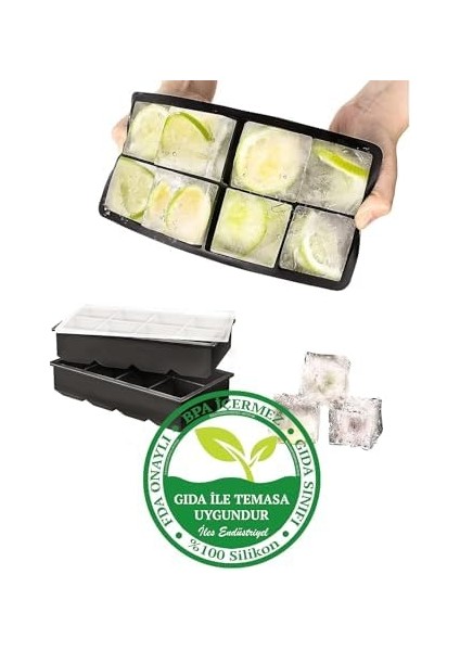 Chef Kapaklı Silikon Buz Kalıbı - Bpa Içermeyen, Viski ve Kokteyller Için Büyük Buz Kalıpları, 2 Inç Büyük Buz Küpleri Yapmak Için Kolayca Çıkarılabilen Silikon Buz Kalıbı, Siyah fiyatları