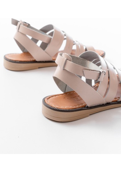 205-041 Bej Ortopedik Hakiki Deri Kadın Sandalet fırsatları