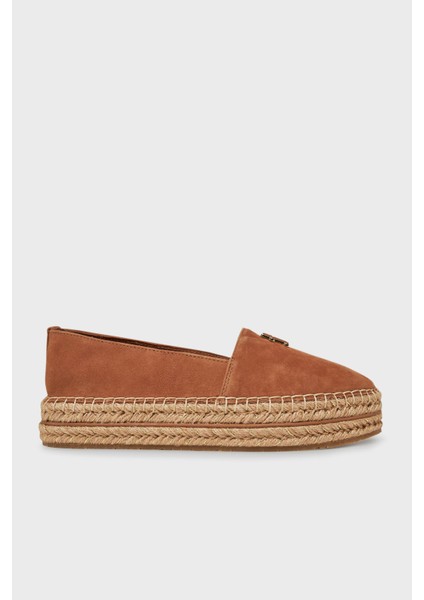 Hakiki Deri ve Süet Detaylı Paltform Taban Espadril Bayan Ayakkabı FW0FW08586 Gu9