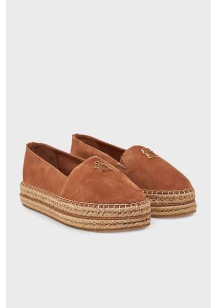 Hakiki Deri ve Süet Detaylı Paltform Taban Espadril Bayan Ayakkabı FW0FW08586 Gu9