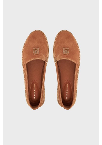 Hakiki Deri ve Süet Detaylı Paltform Taban Espadril Bayan Ayakkabı FW0FW08586 Gu9
