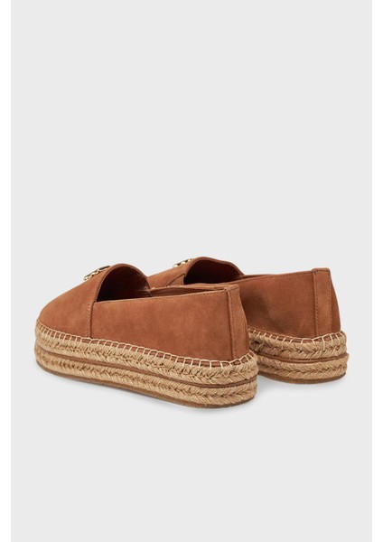 Hakiki Deri ve Süet Detaylı Paltform Taban Espadril Bayan Ayakkabı FW0FW08586 Gu9