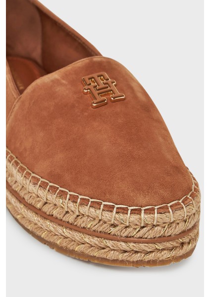 Hakiki Deri ve Süet Detaylı Paltform Taban Espadril Bayan Ayakkabı FW0FW08586 Gu9