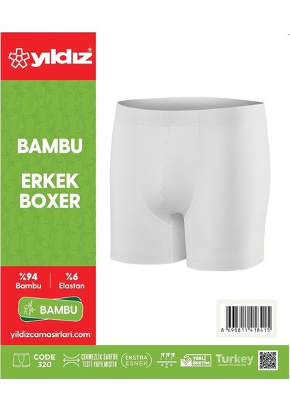 3'lü Beyaz Bambu Erkek Boxer 320