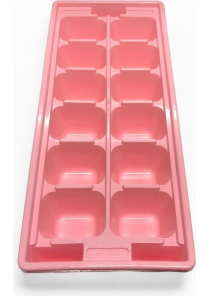 Pembe Sert Plastik 12 Hazneli Kare Buz Kalıbı
