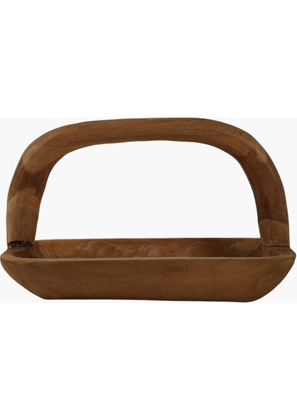 Teak Dikdörtgen Kulplu Tepsi 38X18.5X20CM