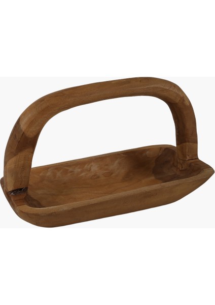 Teak Dikdörtgen Kulplu Tepsi 38X18.5X20CM