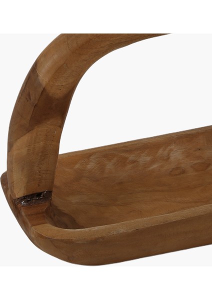 Teak Dikdörtgen Kulplu Tepsi 38X18.5X20CM