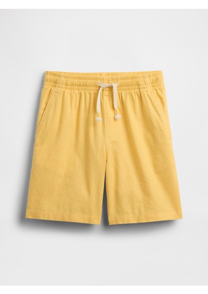 Erkek Çocuk Sarı Keten Karışımlı Relaxed Şort