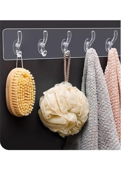 Şeffaf Askı Süper Güçlü Yapışkanlı Suya Dayanıklı Şeffaf Askı 5 Adet Asma Kancalı Kapı Duvar Askısı Mutfak Askısı Banyo Askısı Kendinden Yapışkanlı Askı, Vidasız Dübelsiz Askı Seti fiyatları