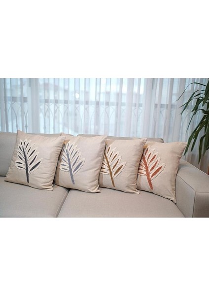 Homesepet Punch Nakışlı Keten Kırlent Kılıfı Palmiye Desenli (2 Adet) modelleri