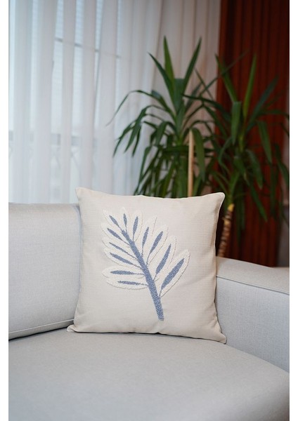 Homesepet Punch Nakışlı Keten Kırlent Kılıfı Palmiye Desenli (2 Adet)