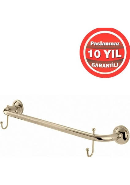 Paslanmaz Pirinç Bella Kancalı 60 cm Uzun Havluluk Altın Gold
